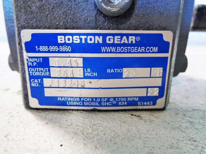 BOSTON GEAR 713-20-G SPEED REDUCER, 0.45 HP, Ratio 20:1