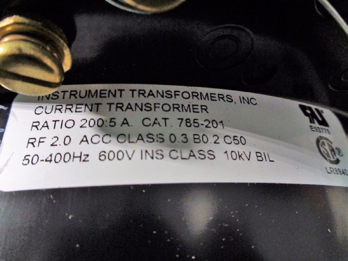 INSTRUMENT TRANSFORMERS INC. CURRENT TRANSFORMER 785-201