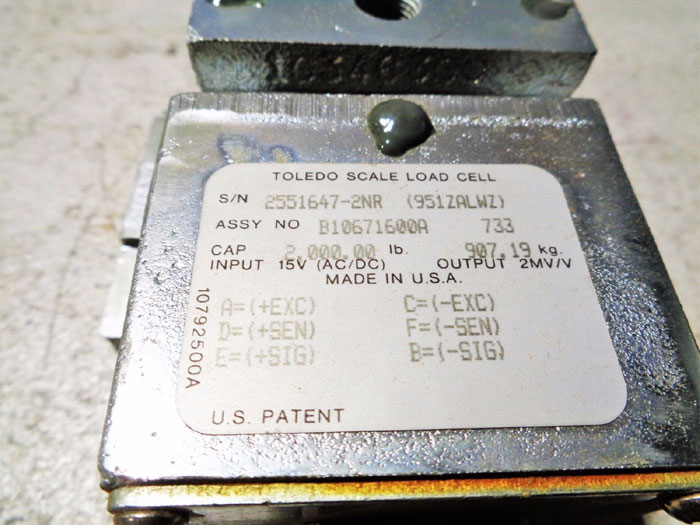 TOLEDO SCALE LOAD CELL B10671600A