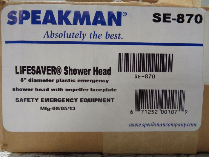 LOT OF (3) SPEAKMAN LIFESAVER 8" EMERGENCY DELUGE PLASTIC SHOWER HEAD SE-870