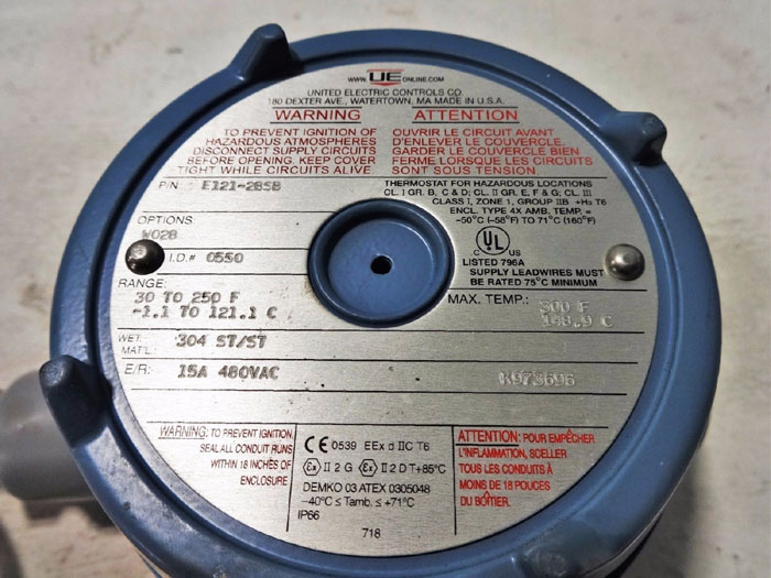 UNITED ELECTRIC TEMPERATURE SWITCH E121-2BSB