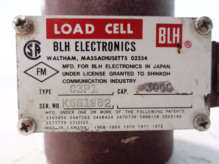 BLH ELECTRONICS 3,000 CAPACITY LOAD CELL TYPE C3P1