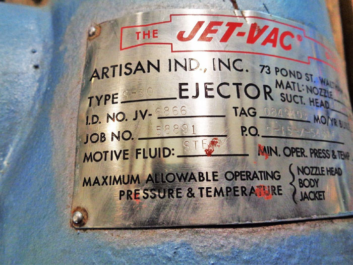 JET-VAC TYPE S-30 STEAM JET EJECTOR 3"