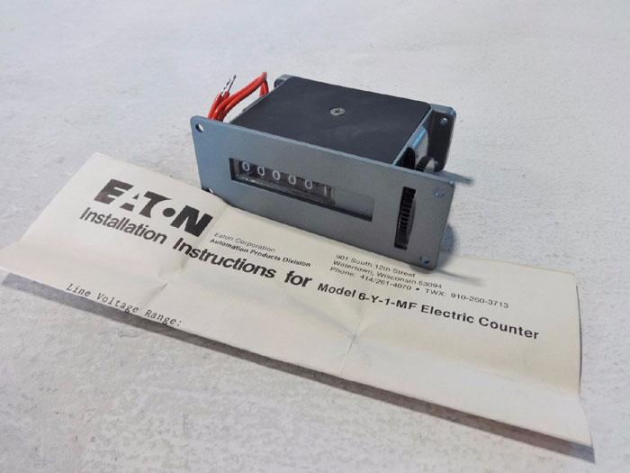 EATON ELECTRIC 6-DIGIT COUNTER 6-Y-1-MFU