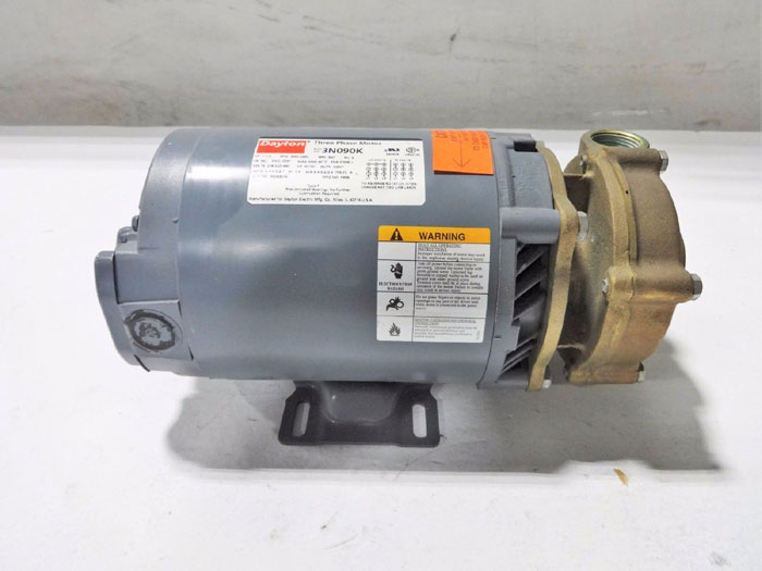 TEEL 1-1/4" CLOSE COUPLED BRONZE CENTRIFUGAL PUMP 1P793 W/ DAYTON MOTOR 3N090K