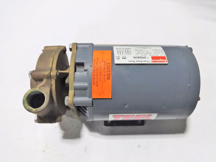 TEEL 1-1/4" CLOSE COUPLED BRONZE CENTRIFUGAL PUMP 1P793 W/ DAYTON MOTOR 3N090K