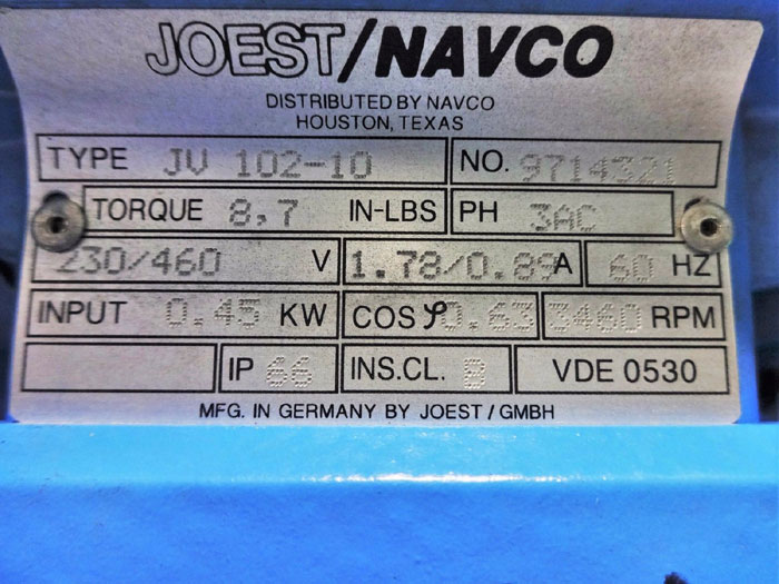 JOEST NAVCO ELECTROMECHANICAL VIBRATOR JV 102-10