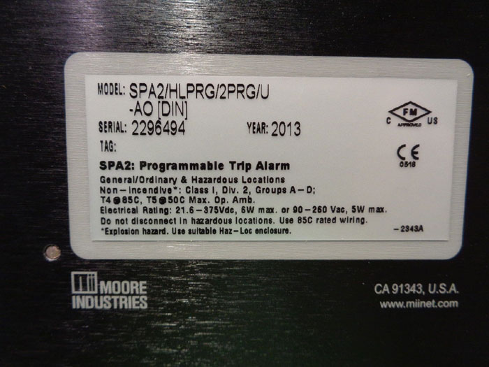 MOORE SPA2 SITE PROGRAMMABLE TRIP ALARM SPA2/HLPRG/2PRG/U-AO[DIN]