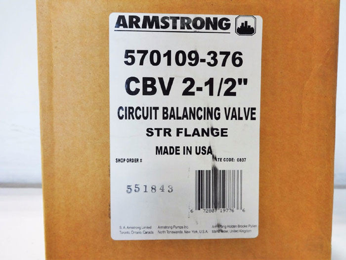 ARMSTRONG 2-1/2" 125# HARD FLANGED CIRCUIT BALANCING VALVE 570109-376