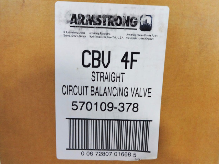 Armstrong 4" 125# Hard Flanged Circuit Balancing Valves 570109-378