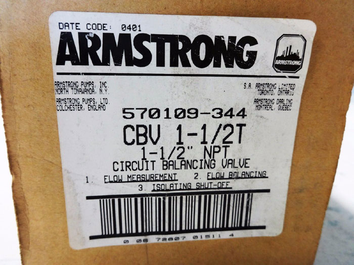 Armstrong 1-1/2" Brass Circuit Balancing Valve CBV11/2T  570109-344