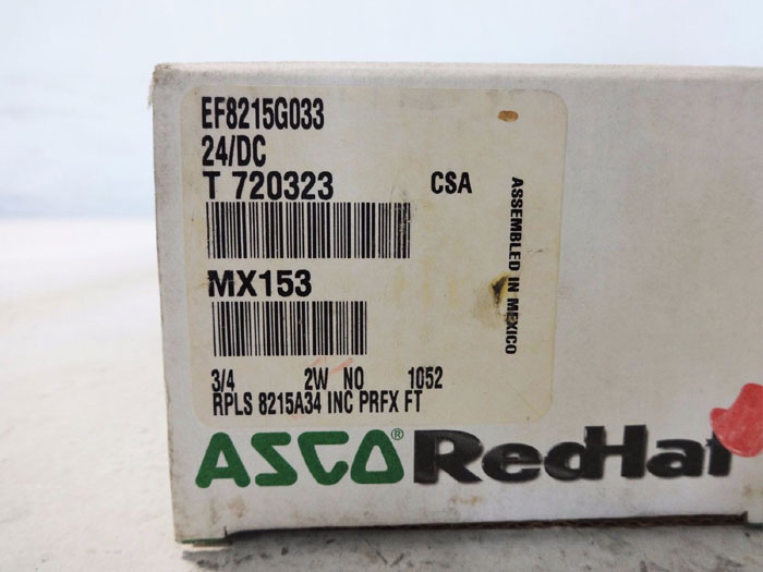 ASCO RED HAT 2-WAY 3/4" SOLENOID VALVE EF8215G033 / EF8202G5