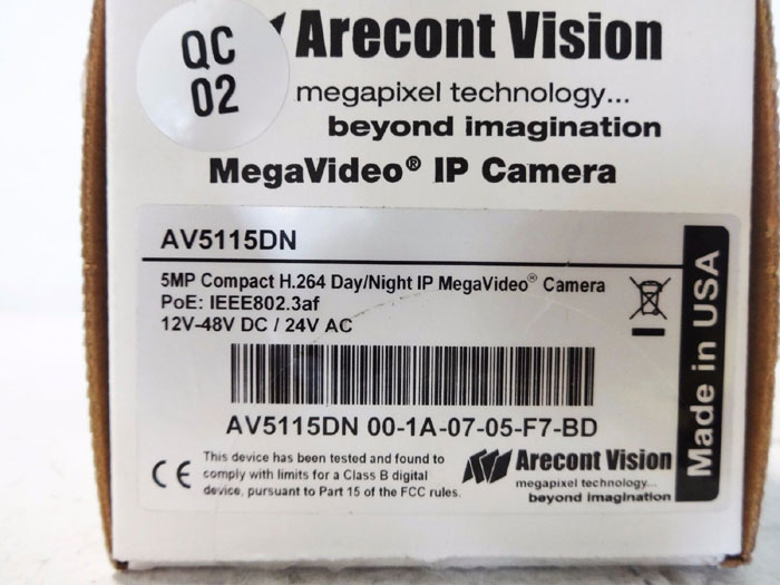 Arecont Vision 5MP Ccompact H.264 Day/Night IP Mega Video Camera AV5115DN
