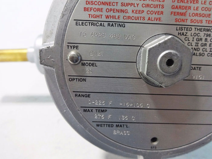 UNITED ELECTRIC TEMPERATURE SWITCH B121 121