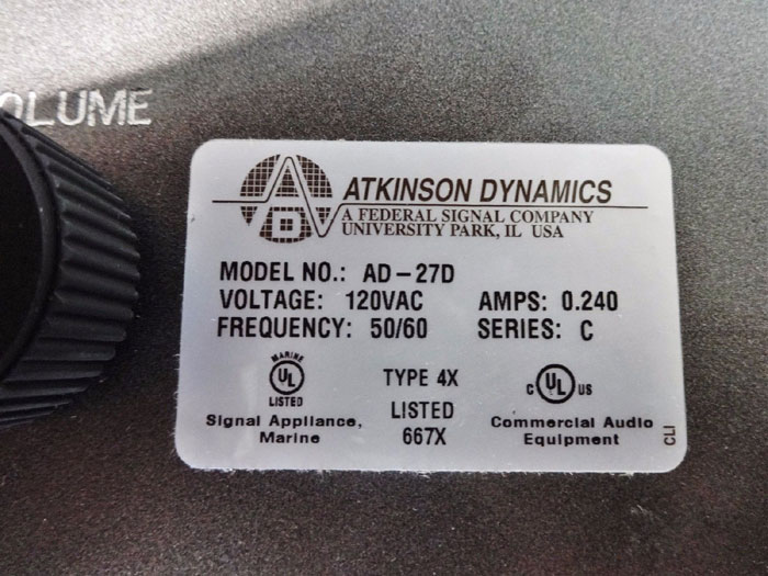 ATKINSON DYNAMICS INDUSTRIAL INTERCOM AD-27D