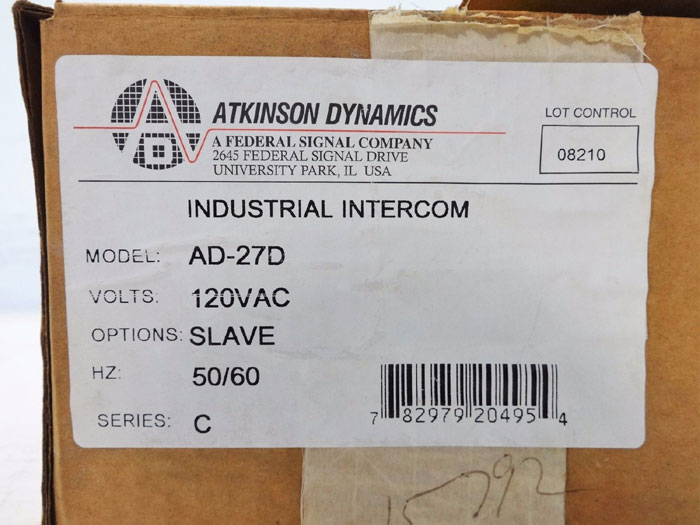 ATKINSON DYNAMICS INDUSTRIAL INTERCOM AD-27D