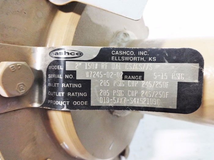 CASHCO 2" 150# WCB FLANGED PRESSURE REDUCING REGULATOR 2" 150# RF DA1 CS/CS//S