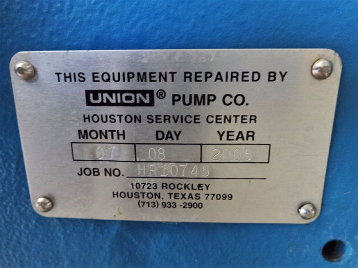 UNION PUMP CO. TRIPLEX PUMP W/ PREMIER FORCE FEED LUBRICATOR 706203