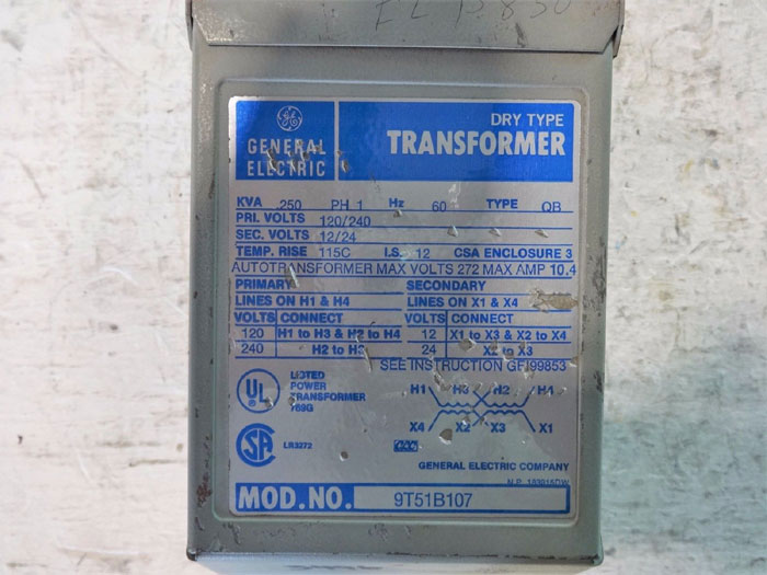 GENERAL ELECTRIC DRY TYPE TRANSFORMER 9T51B107