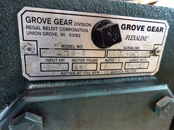 GROVE GEAR FLEAXLINE SPEED REDUCER TM0218-3 W/ RELIANCE ELECTRIC S2000 MOTOR