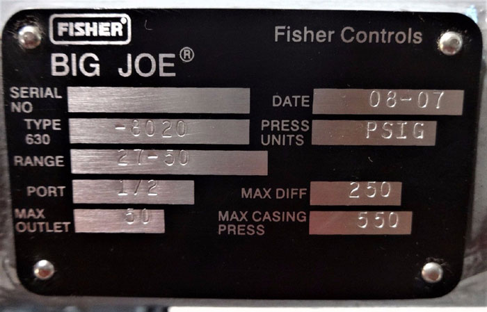 FISHER 1" BIG JOE REGULATOR TYPE 630-8020