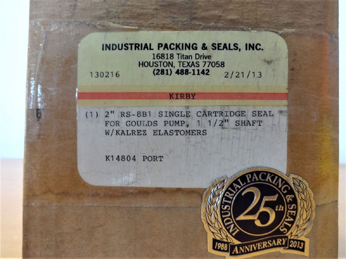 INDUSTRIAL PACKING & SEALS 2" SINGLE CARTRIDGE SEAL FOR GOULDS PUMP RS-8B1