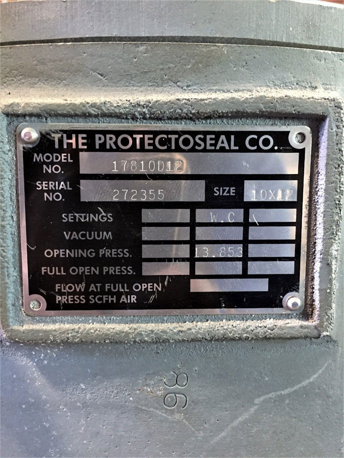 PROTECTOSEAL 10" X 12" PIPE-AWAY CONSERVATION PRESSURE BREATHER VENT 17810D12