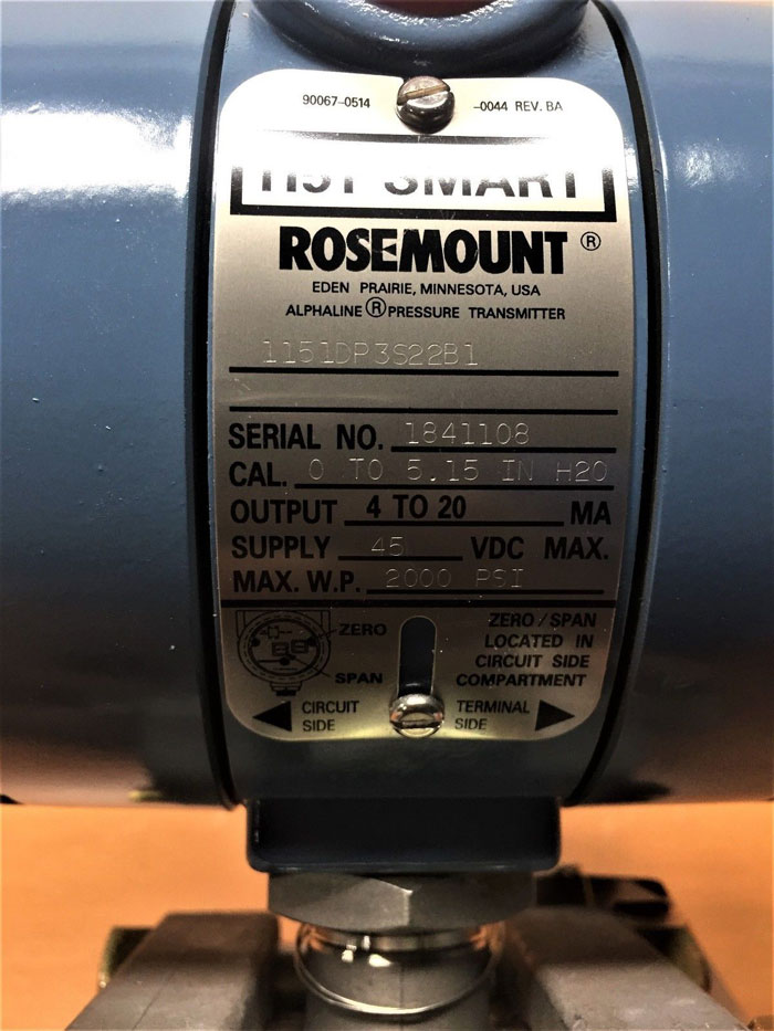 ROSEMOUNT ALPHALINE SMART PRESSURE TRANSMITTER 1151DP3S22B1