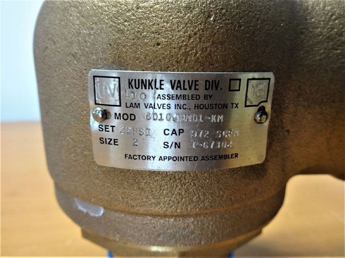 KUNKLE 2" X 2-1/2" BRONZE SAFETY RELIEF VALVE 6010JHM01-KM