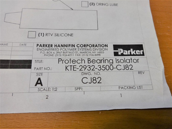 PARKER PROTECH BEARING ISOLATOR SEAL KIT #KTE-2932-3500-CJ82