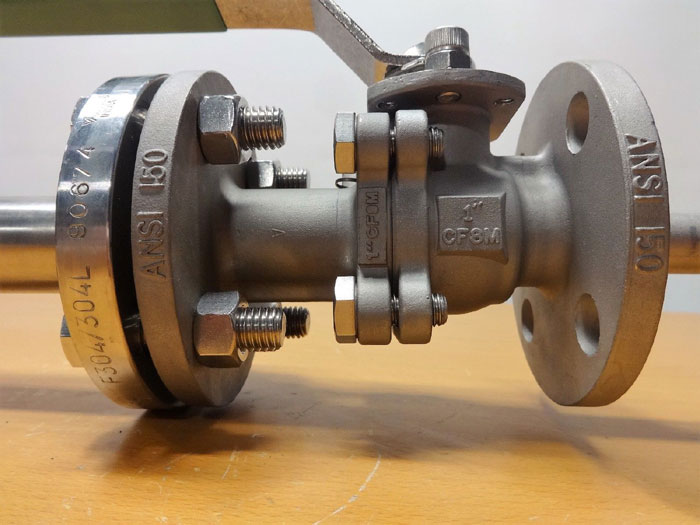 SAF-T-FLO RETRACTABLE FLANGED INJECTION QUILL W/ 1" 150# FLANGED BALL VALVE CF8M