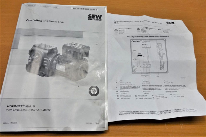 SEW EURODRIVE MOVIMOT MM 22 GEARMOTOR W/ INVERTER DUTY K87DRE100L4/MM22/MO/DH