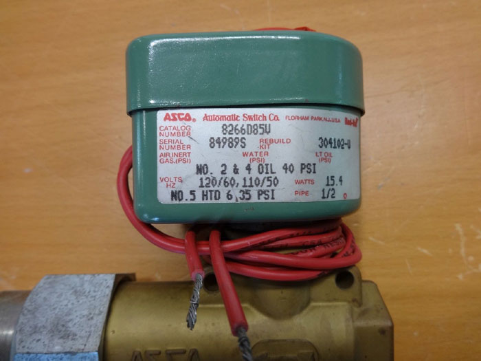 ASCO RED HAT 1/2" BRASS SOLENOID VALVE 8266D85V