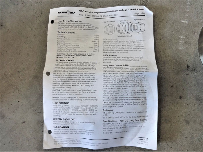 REXNORD FALK GEAR COUPLING KIT TYPE GP52 - SLEEVE, FLEX & RIGID HUB