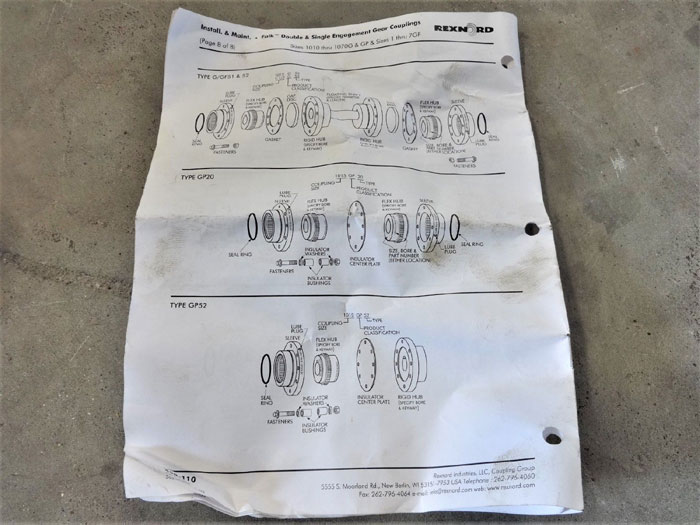 REXNORD FALK GEAR COUPLING KIT TYPE GP20 - SLEEVE, FLEX & RIGID HUB