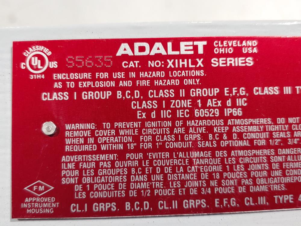 表札☆赤ラベル150☆ ADALET XIHLX SERIES HAZARDOUS LOCATION ENCLOSURE 3/4