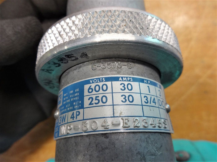 KILLARK WP-304-E2345S PIN & SLEEVE RECEPTACLE PLUG 600V, 30A, 1HP, 3W, 4P