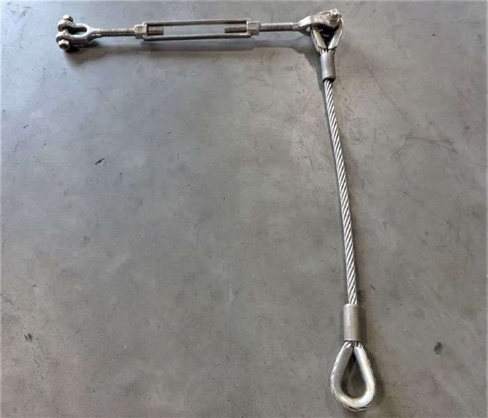 THIMBLE TO THIMBLE WIRE ROPE SLING 304SS 3/4" DIA X 32.5" L. W/ 316SS