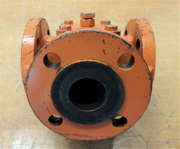 TUFLINE 3-WAY PLUG VALVE 1-1/2" 150# RF DUCTILE IRON *NO HANDLE*