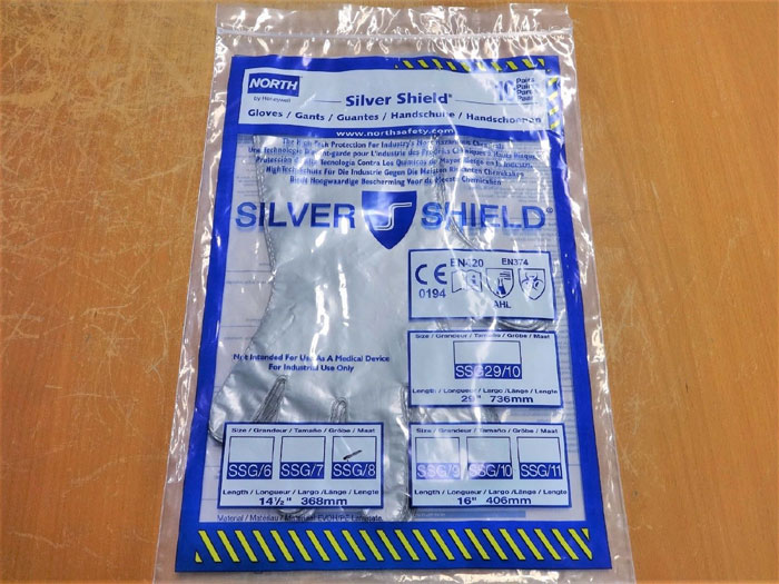 NORTH SSG/8 SILVER SHIELD CHEMICAL RESISTANT GLOVES, SIZE 8 - 50 PAIRS