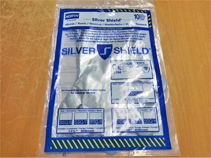 NORTH SSG/10 SILVER SHIELD CHEMICAL RESISTANT GLOVES, SIZE 10 - 30 PAIRS