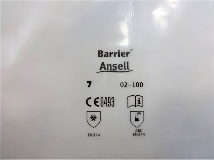 ANSELL 2-100 BARRIER CHEMICAL RESISTANT GLOVES - SIZE 6 & 7 - LOT OF (36) PAIRS