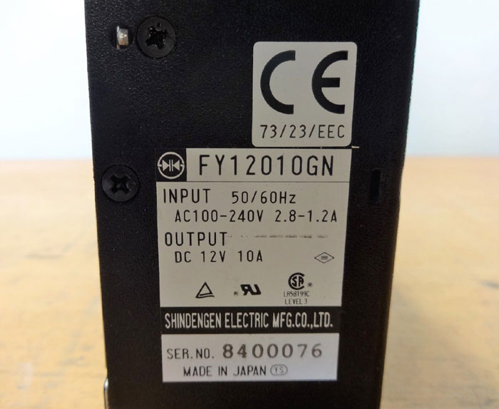 SHINDENGEN ELECTRIC CO. DC 12V POWER SUPPLY FY12010GN