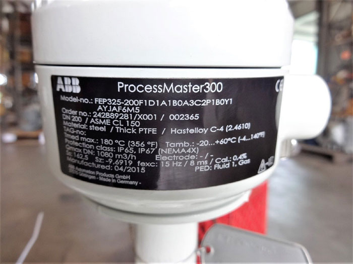 ABB 8" PROCESS MASTER 300 ELECTROMAGNETIC FLOWMETER FEP325-200F1D1A1B0A3C2P1B0Y1