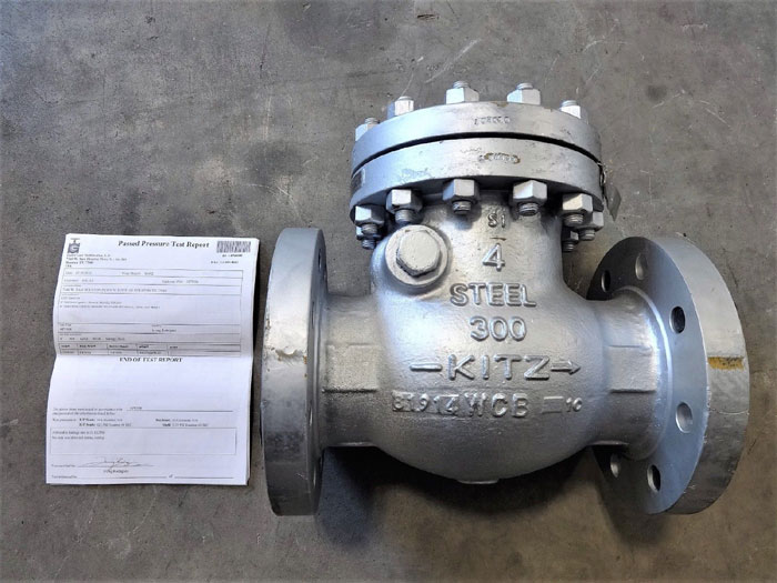 KITZ 4" 300# WCB SWING CHECK VALVE W/ MONEL DISC, SEAT & HINGE & MTR DOCUMENTS