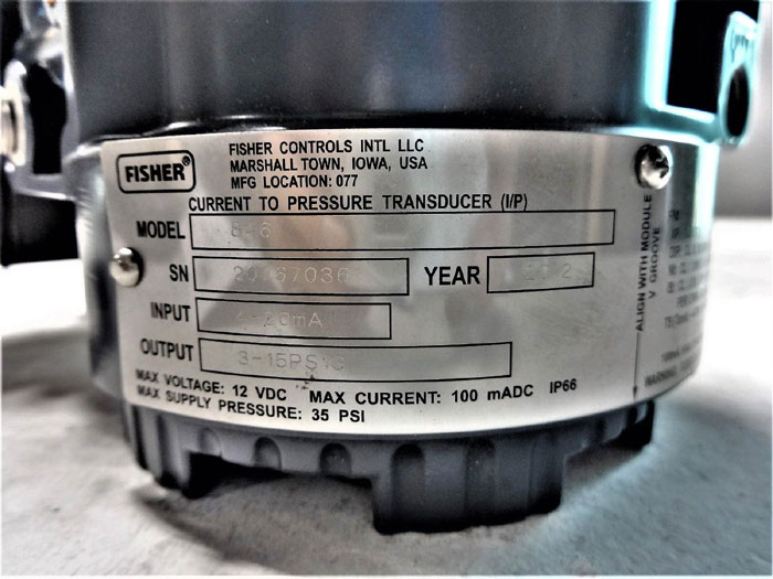 FISHER MODEL 846 CURRENT TO PRESSURE TRANSDUCER W/ REGULATOR FS-67CFR-362