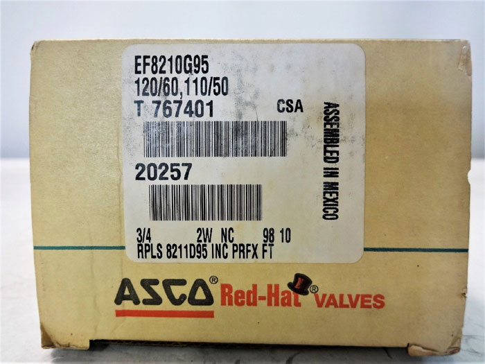 ASCO REDHAT  3/4" NPT 2-WAY BRASS SOLENOID VALVE EF8003G1 & EF8210G95