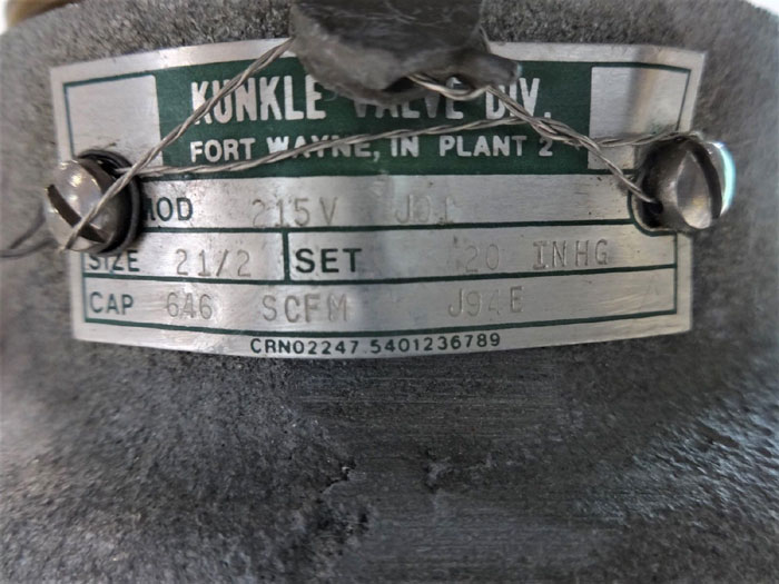 KUNKLE 2-1/2" NPT CAST IRON RELIEF VALVE 215V J01