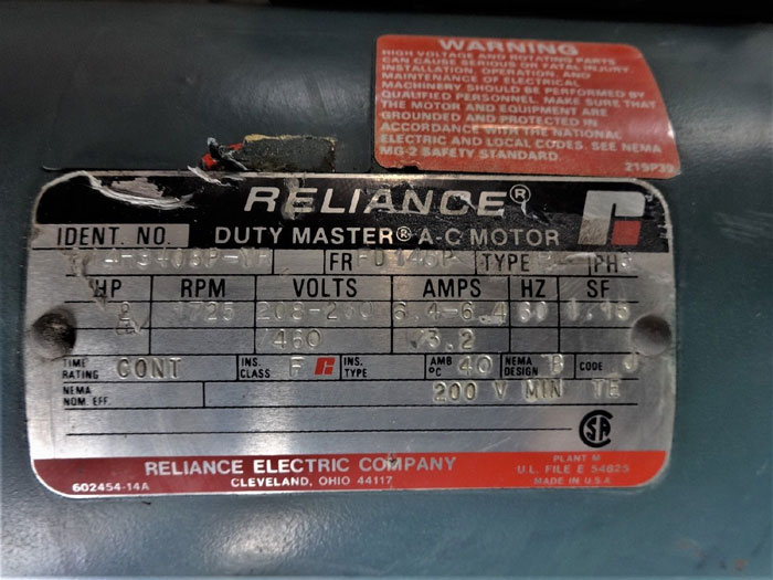 RELIANCE ELECTRIC MASTER XL GEARMOTOR M630977001YP  907916720AW, SIZE FD145CG21B