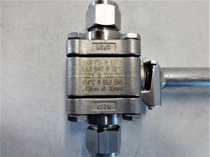 WHITEY 1/2" TUBE 3-PIECE STAINLESS STEEL BALL VALVE, 1000 PSI, SS-T63MS8-EK4-ID